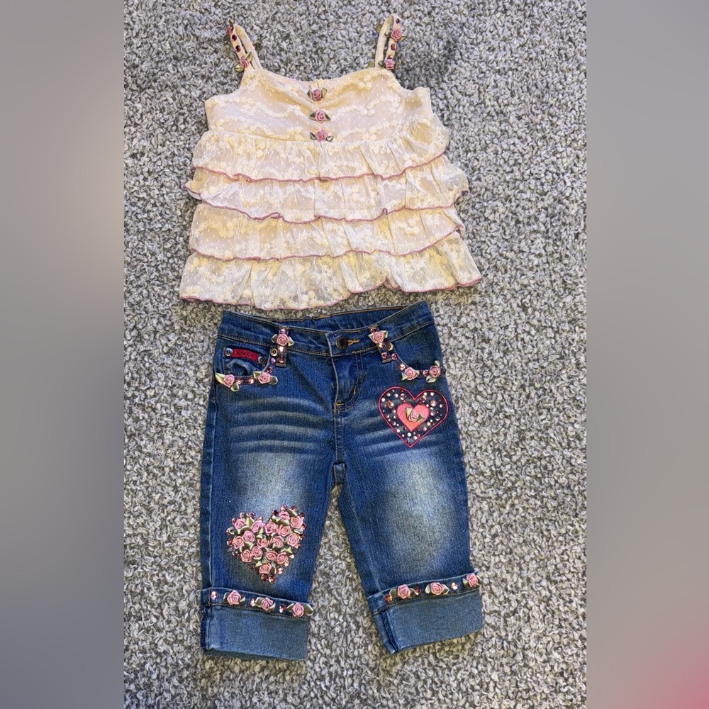 Charming Kids Floral Denim Set